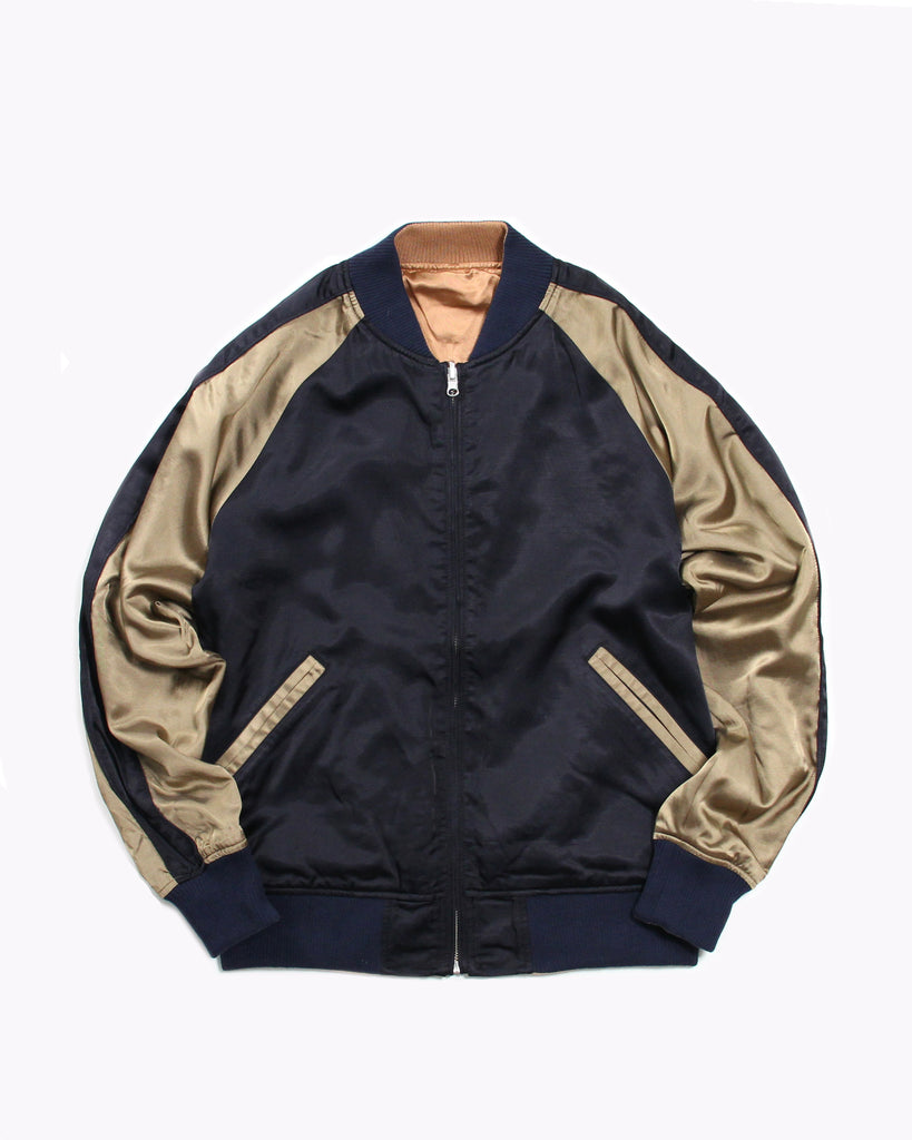 Reversible Satin Souvenir Jacket - Navy/Coral - Maiden Noir