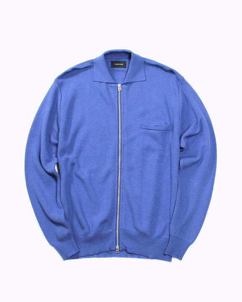 Zipper LS Knit Polo - Marine Blue - Maiden Noir