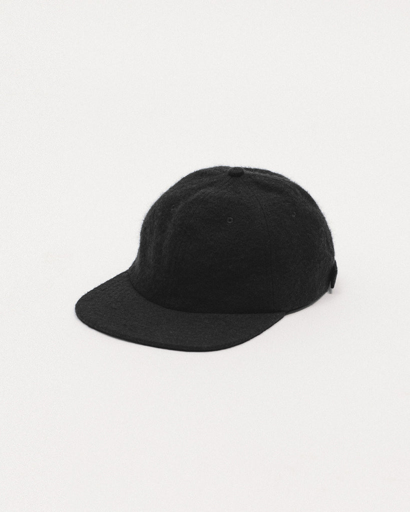 Brushed Wool Ball Cap - Black