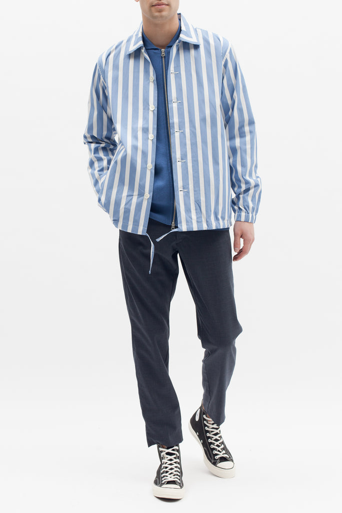 Stripe Coach Shirt - Blue - Maiden Noir