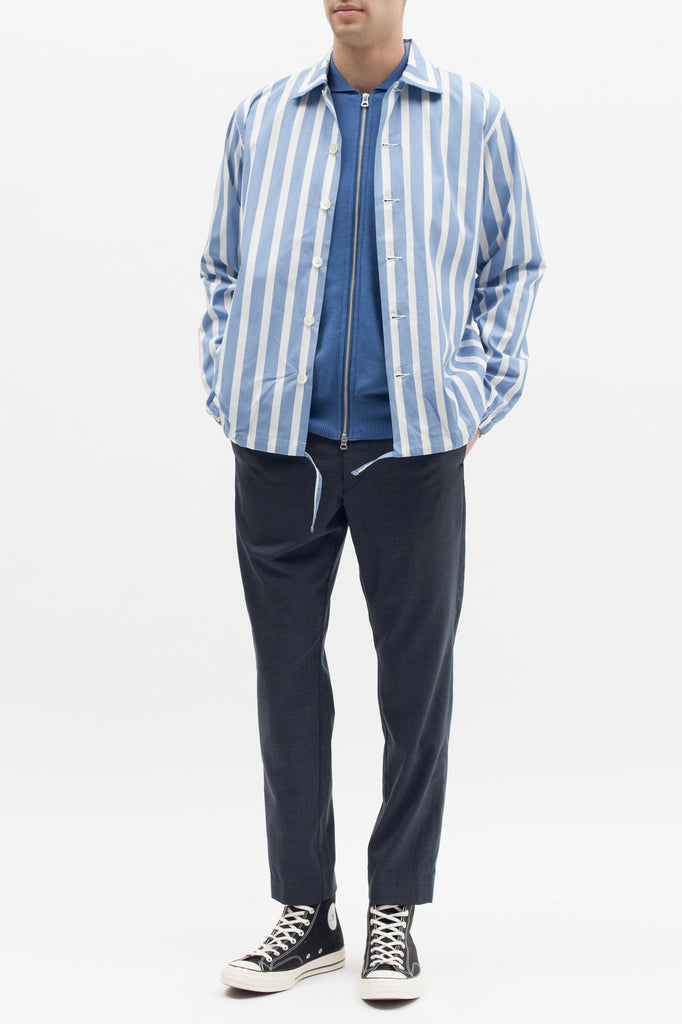 Stripe Coach Shirt - Blue - Maiden Noir