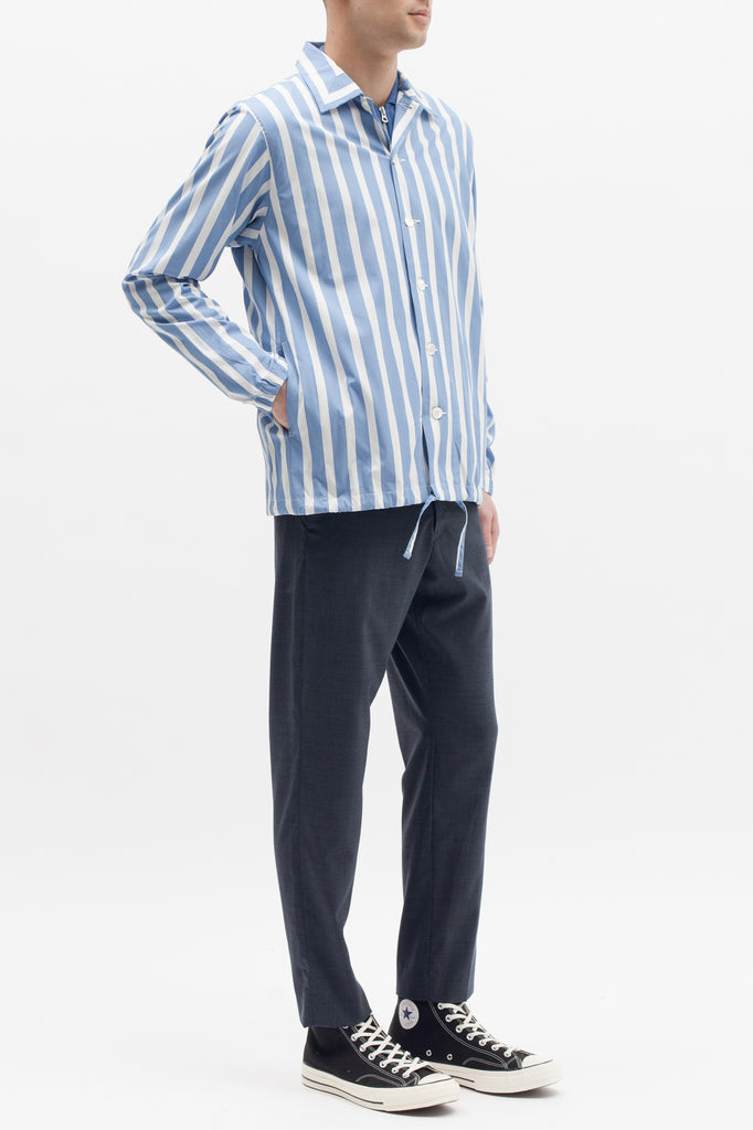 Stripe Coach Shirt - Blue - Maiden Noir