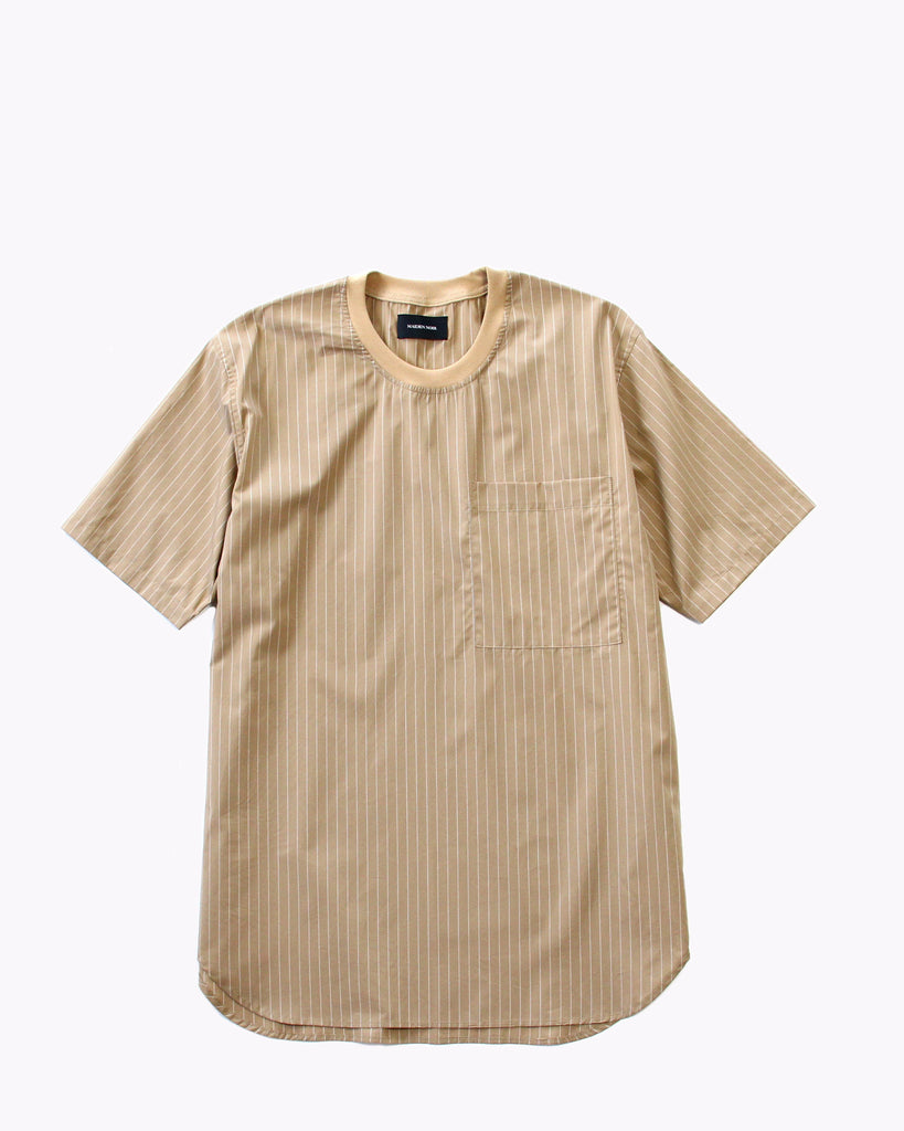 Stripe SS Crew Shirt - Beige - Maiden Noir