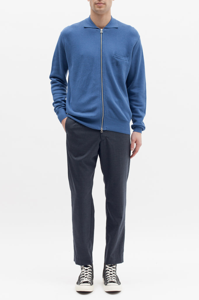 Zipper LS Knit Polo - Marine Blue - Maiden Noir