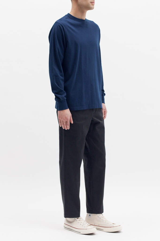 Natural Dyed Block LS Jersey - Navy - Maiden Noir