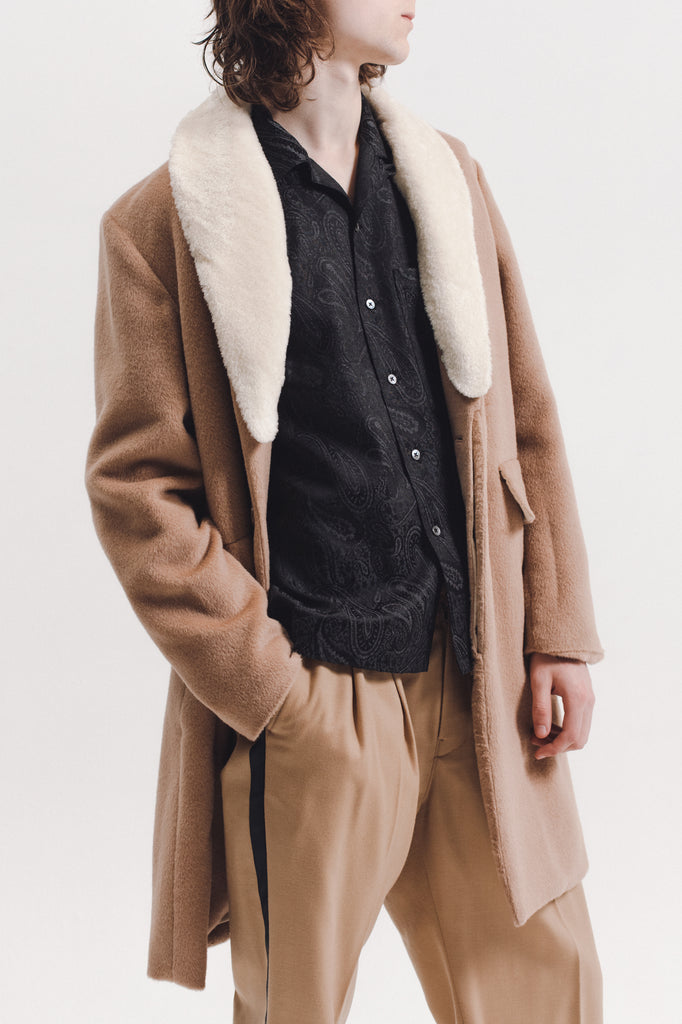 Wool Overcoat With Shearling - Tan - [product _vendor]