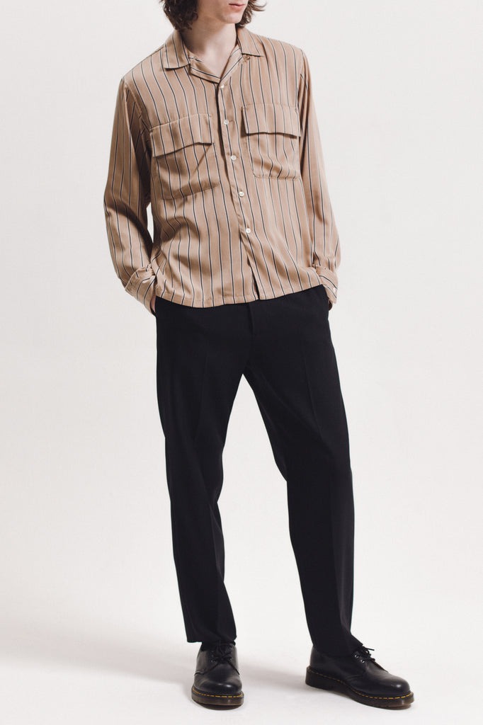 Stripe Rayon Shirt - Beige - [product _vendor]