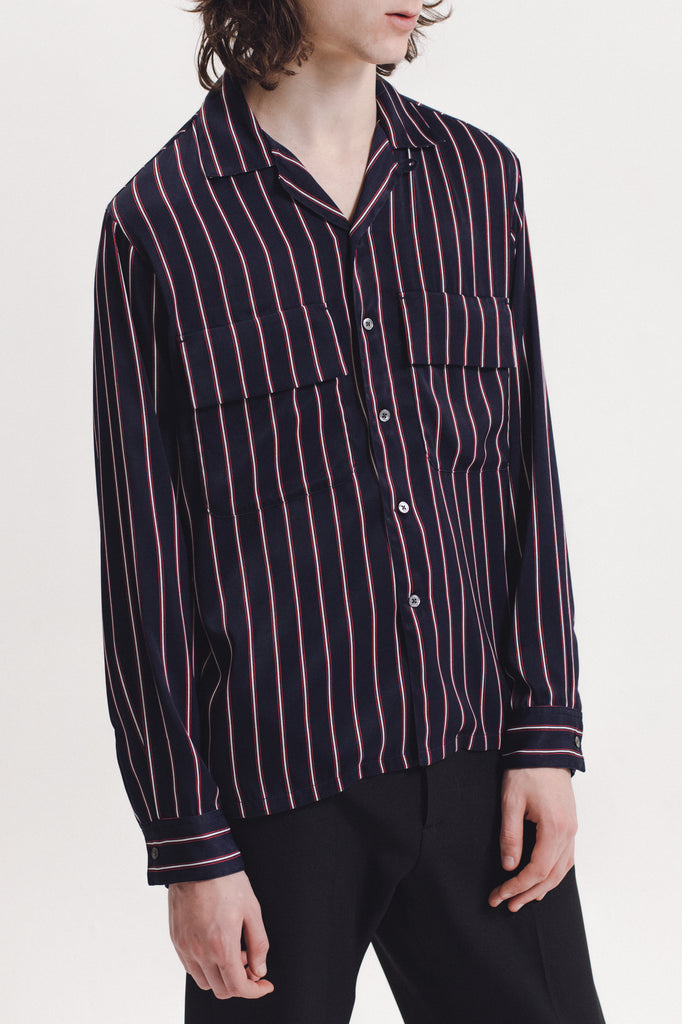 Stripe Rayon Shirt - Navy - [product _vendor]