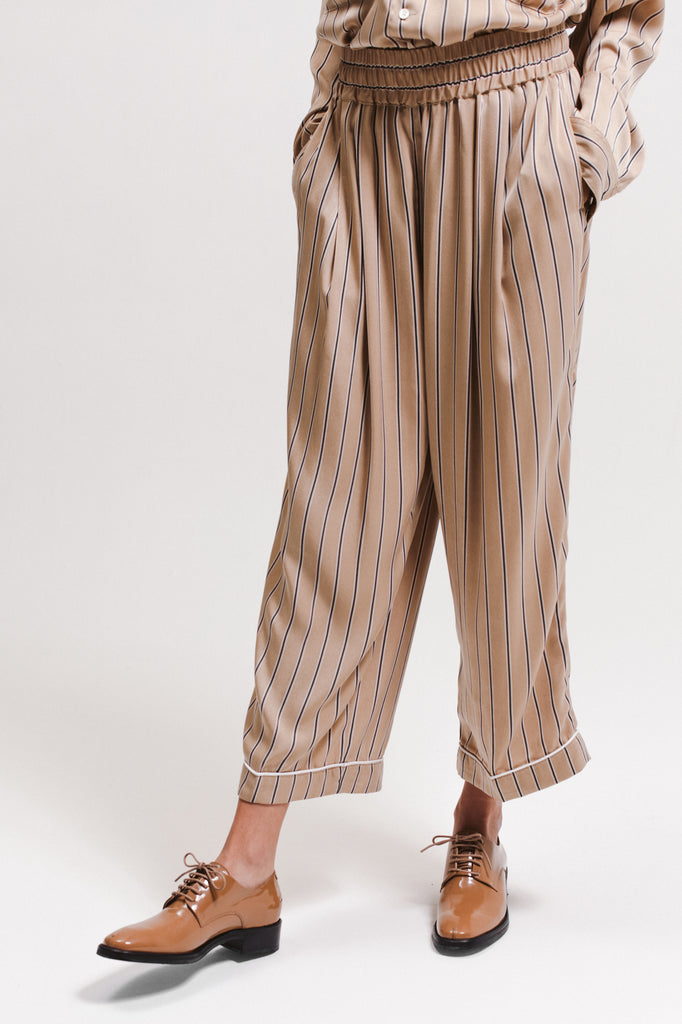 Wide Stripe Trouser - Beige - [product _vendor]