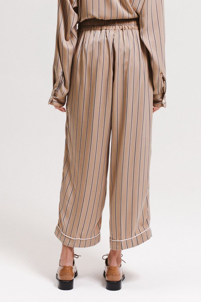 Wide Stripe Trouser - Beige - [product _vendor]