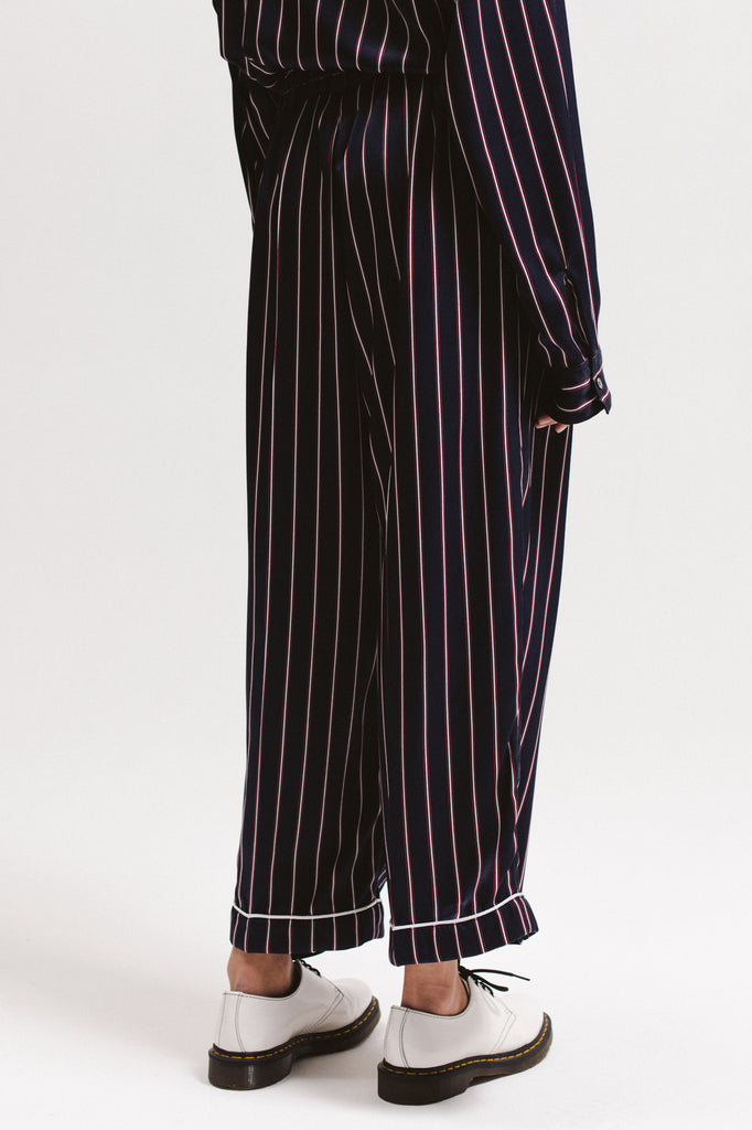 Wide Stripe Trouser - Navy - [product _vendor]