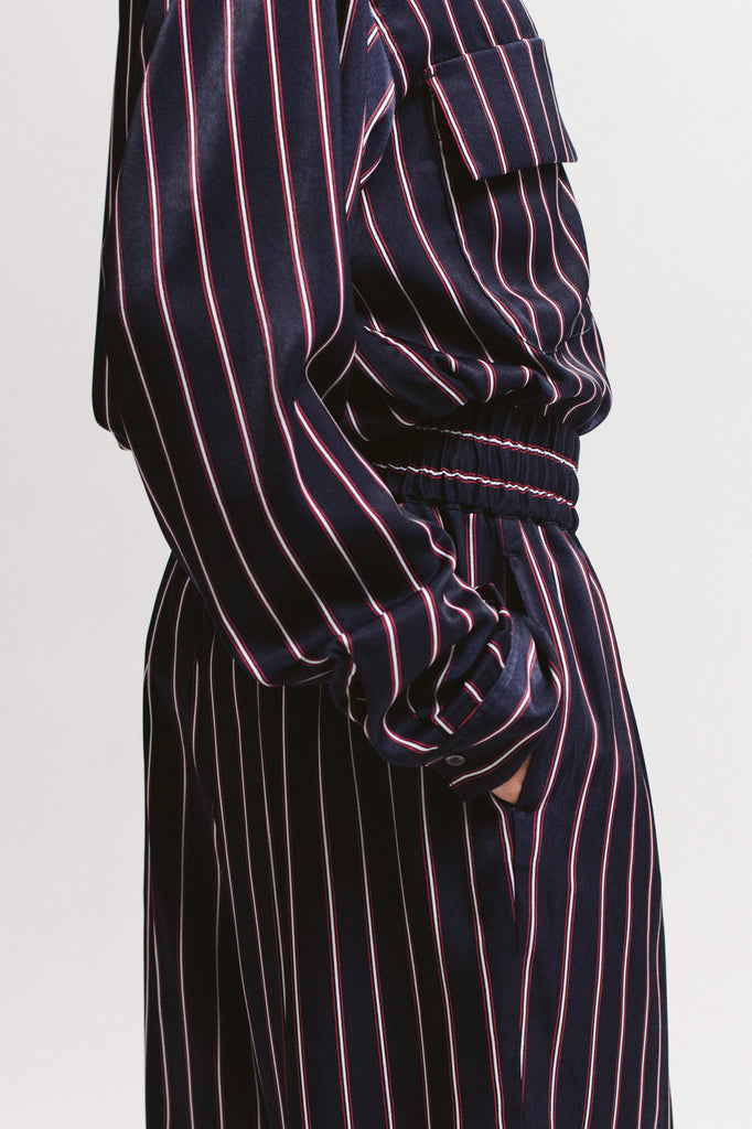 Wide Stripe Trouser - Navy - [product _vendor]