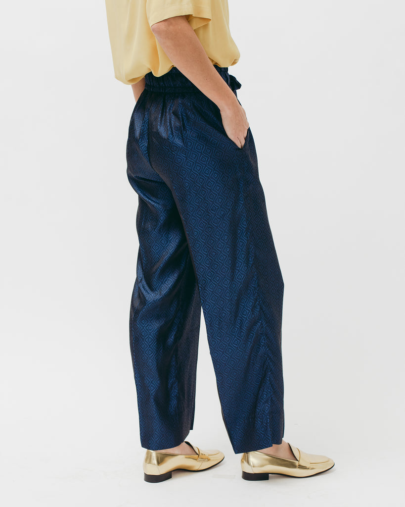 Tile Long Trouser - Navy - Maiden Noir