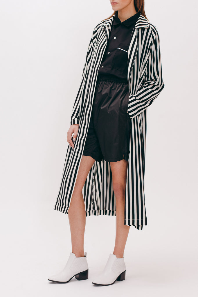 Long Overcoat - Black Stripe W