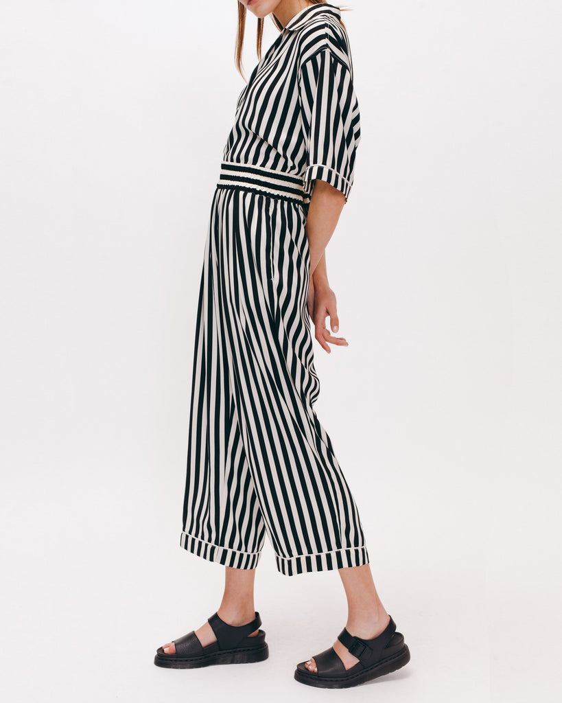 Wide Crop Trouser - Black Stripe - [product _vendor]