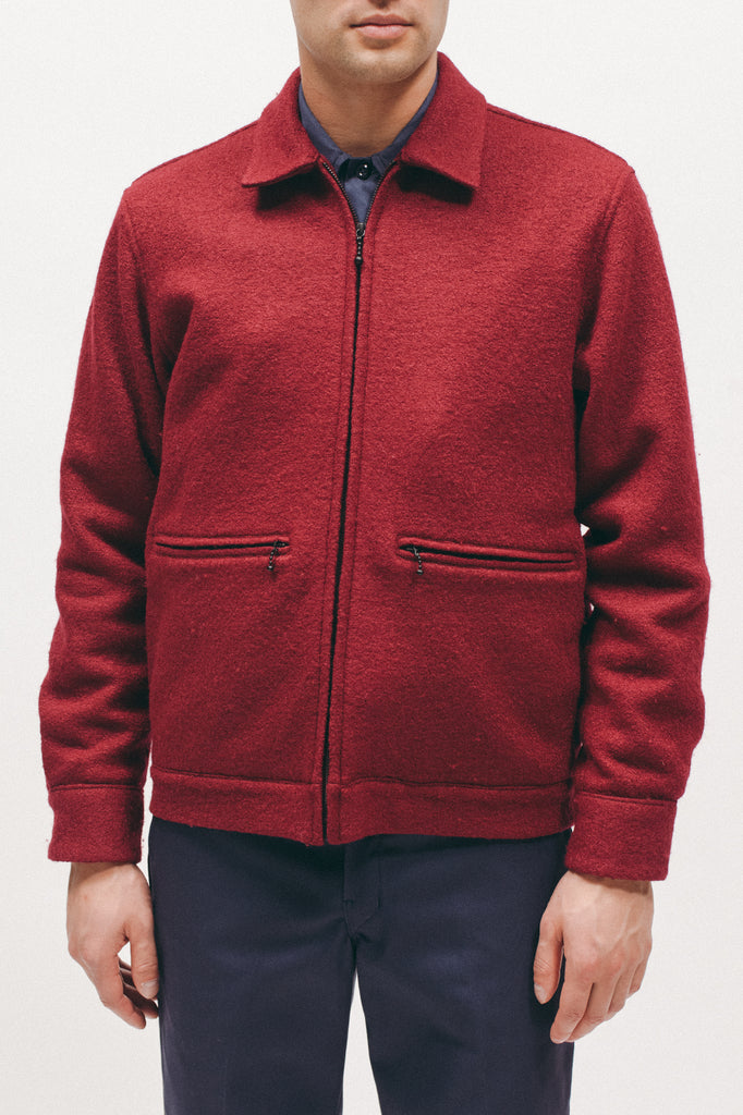 Boiled Wool Harrington Jacket - Red - [product _vendor]