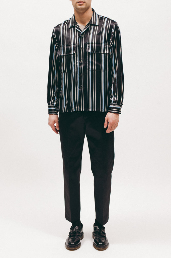 Stripe Rayon Shirt - Black - [product _vendor]