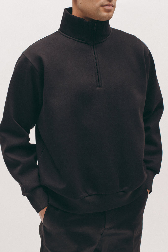 Zip Mock Poly Fleece - Black - [product _vendor]