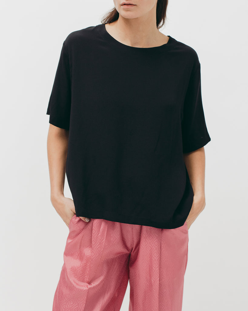 Crepe Rayon S/S Shirt - Black - Maiden Noir