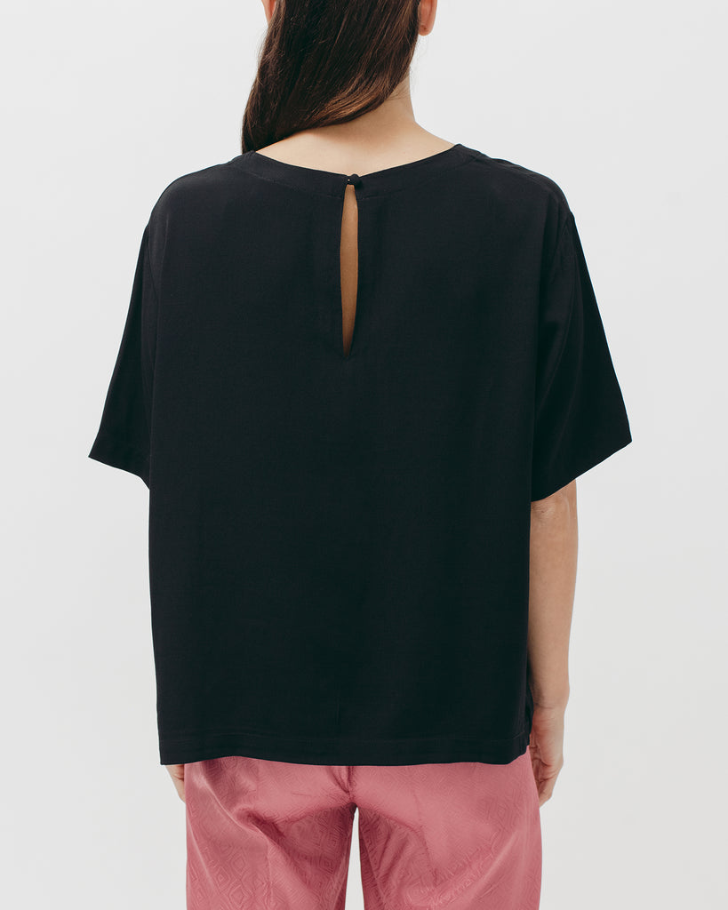 Crepe Rayon S/S Shirt - Black - Maiden Noir