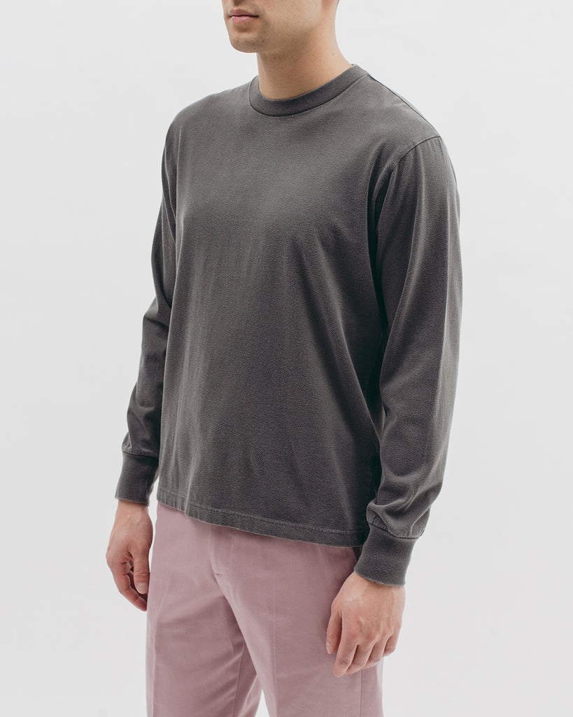 Natural Dyed Block L/S Jersey - Charcoal - Maiden Noir