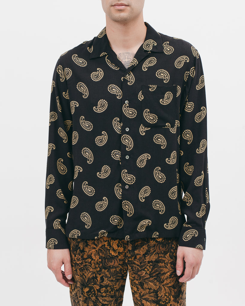 Paisley Rayon LS Shirt - Black - [product _vendor]