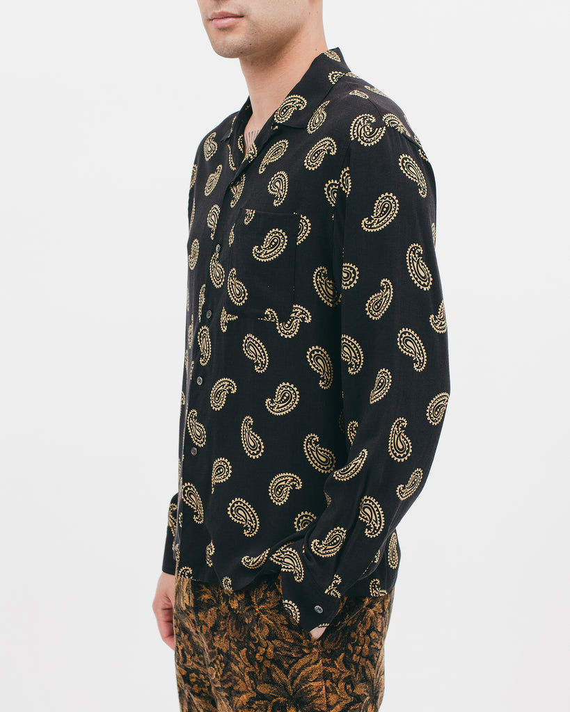 Paisley Rayon LS Shirt - Black - [product _vendor]