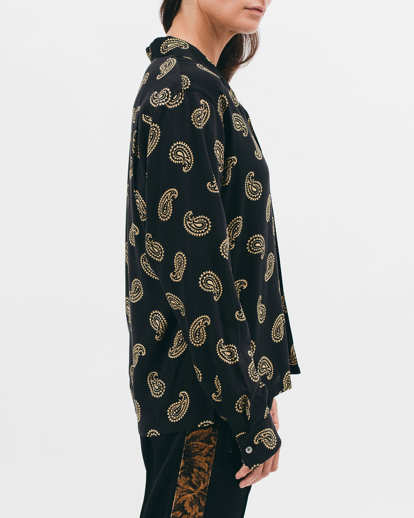 Paisley Rayon LS Shirt - Black - [product _vendor]