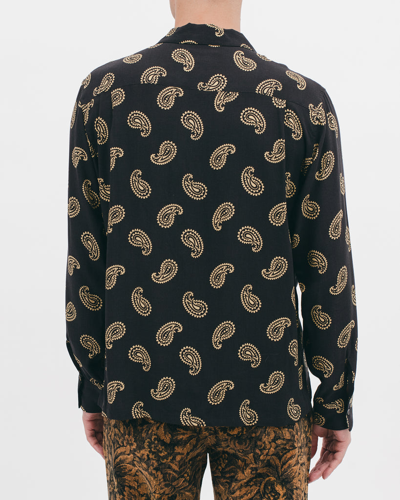 Paisley Rayon LS Shirt - Black - [product _vendor]