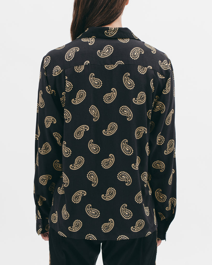 Paisley Rayon LS Shirt - Black - [product _vendor]