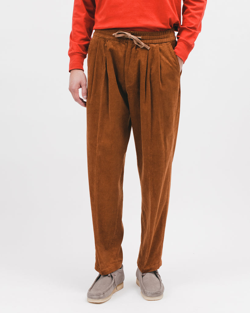 Relaxed Pleated Trouser - Camel Cord - [product _vendor]