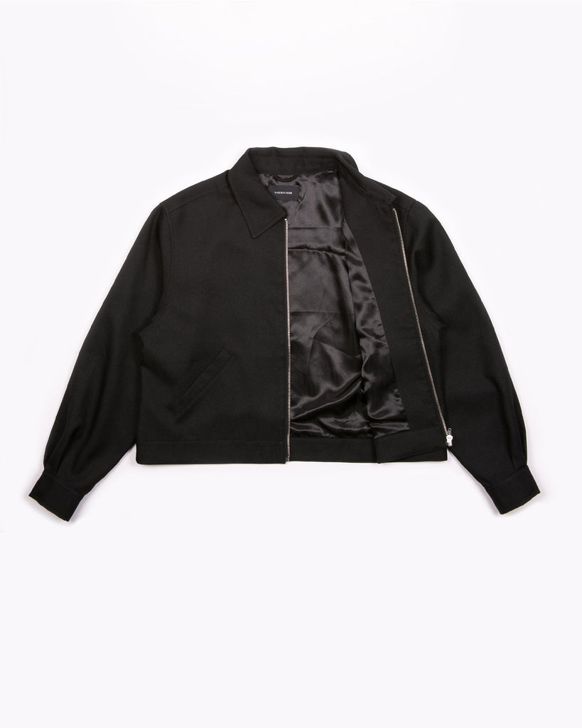 Crop Harrington Jacket - Black Sharkskin