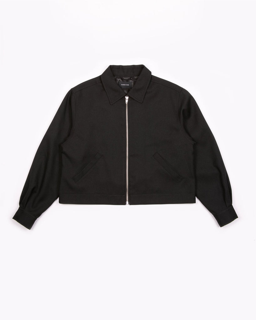 Crop Harrington Jacket - Black Sharkskin