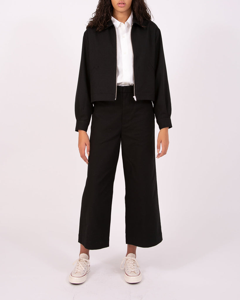 Crop Harrington Jacket - Black Sharkskin