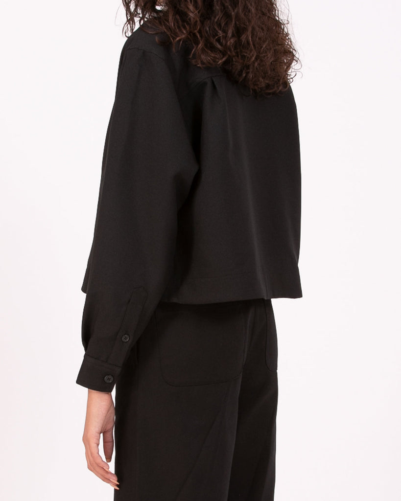 Crop Harrington Jacket - Black Sharkskin