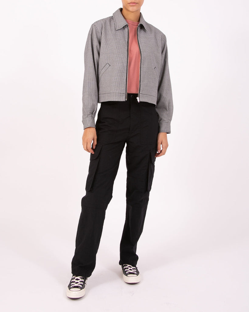 Crop Harrington Jacket - Houndstooth