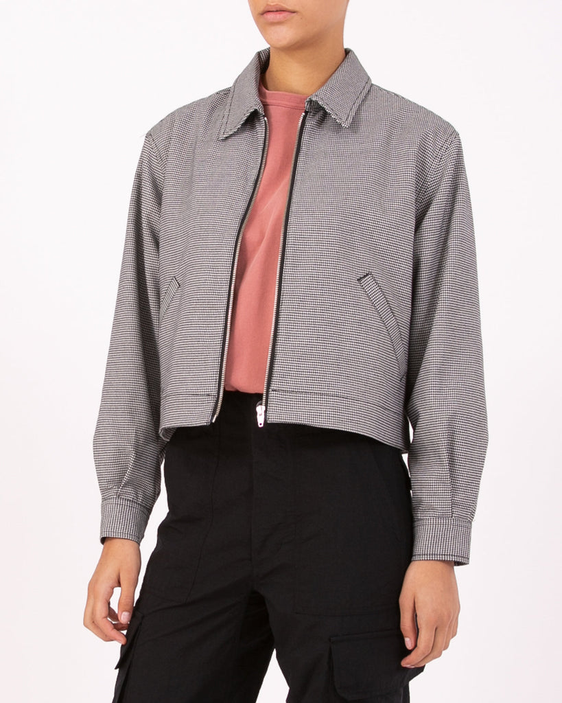 Crop Harrington Jacket - Houndstooth