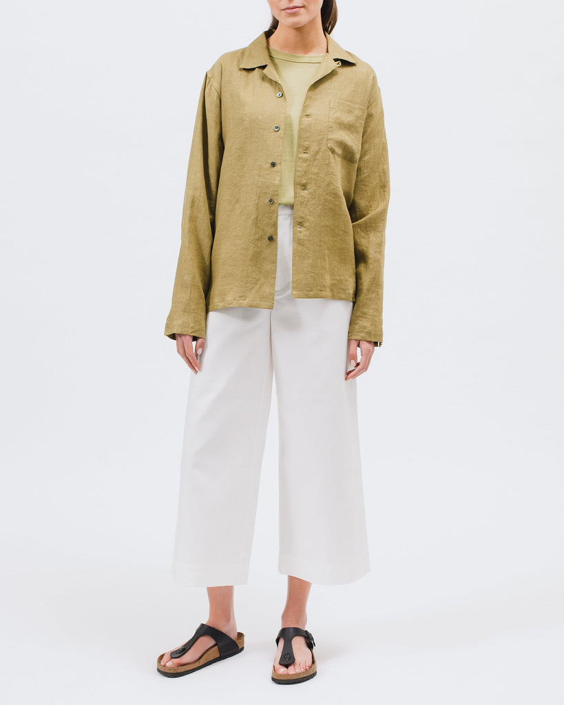 Linen LS Shirt - Olive