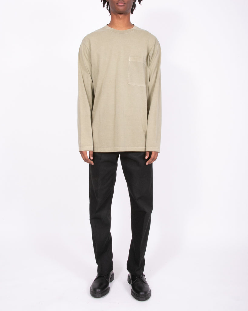 Natural Dyed Block LS Jersey - Lichen