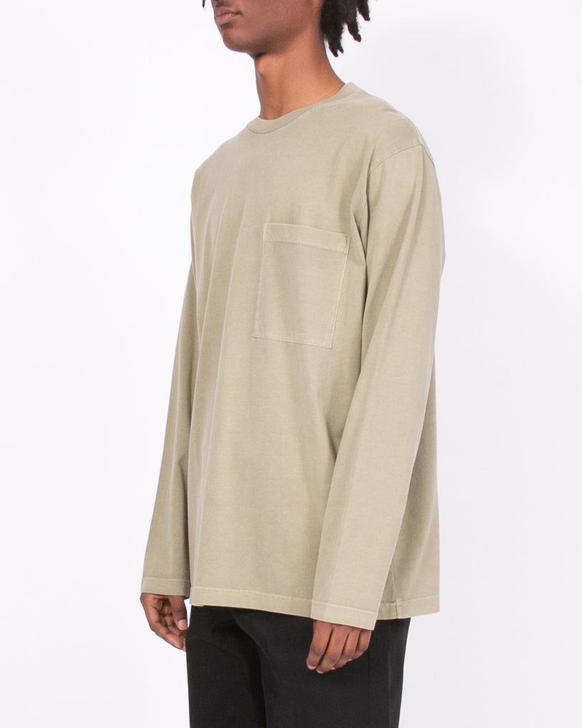 Natural Dyed Block LS Jersey - Lichen