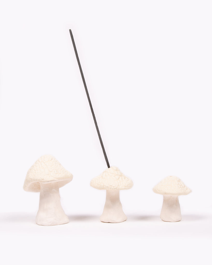 Shroom Ceramic Incense Holder - White Crawl