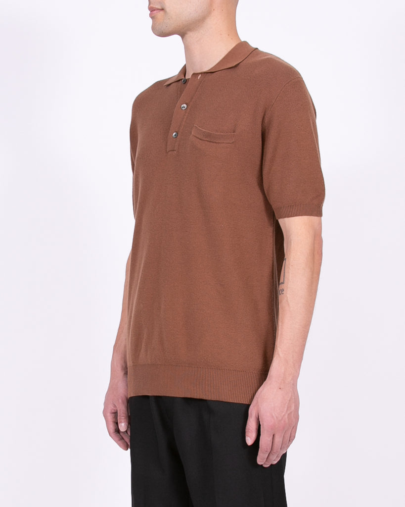 SS Knit Polo - Golden Brown - Maiden Noir