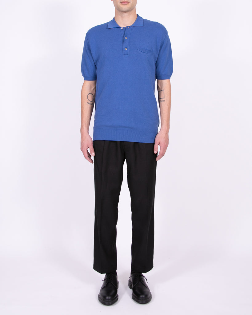 SS Knit Polo - Marine Blue - Maiden Noir