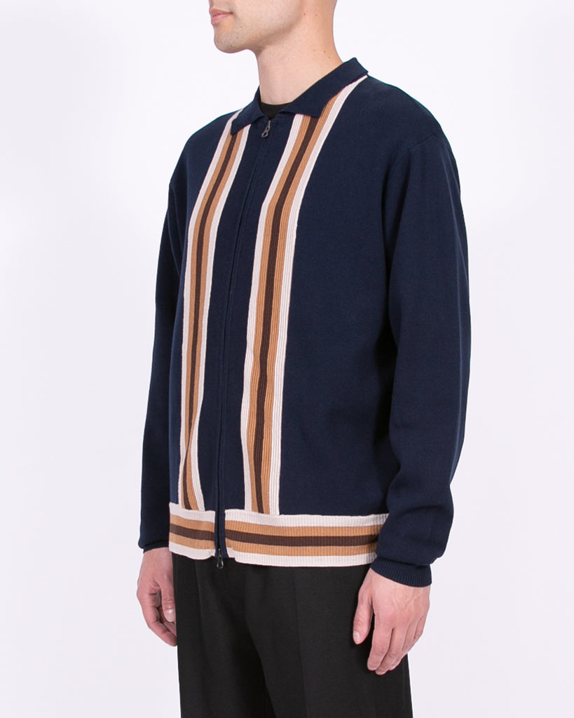 LS Zip Knit Polo - Navy