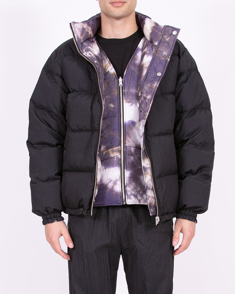 Reversible Puffer Jacket - Black/Purple Ash Dyed