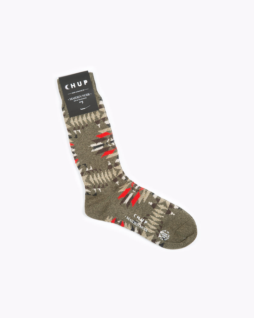 Chup Socks - Olive/Red