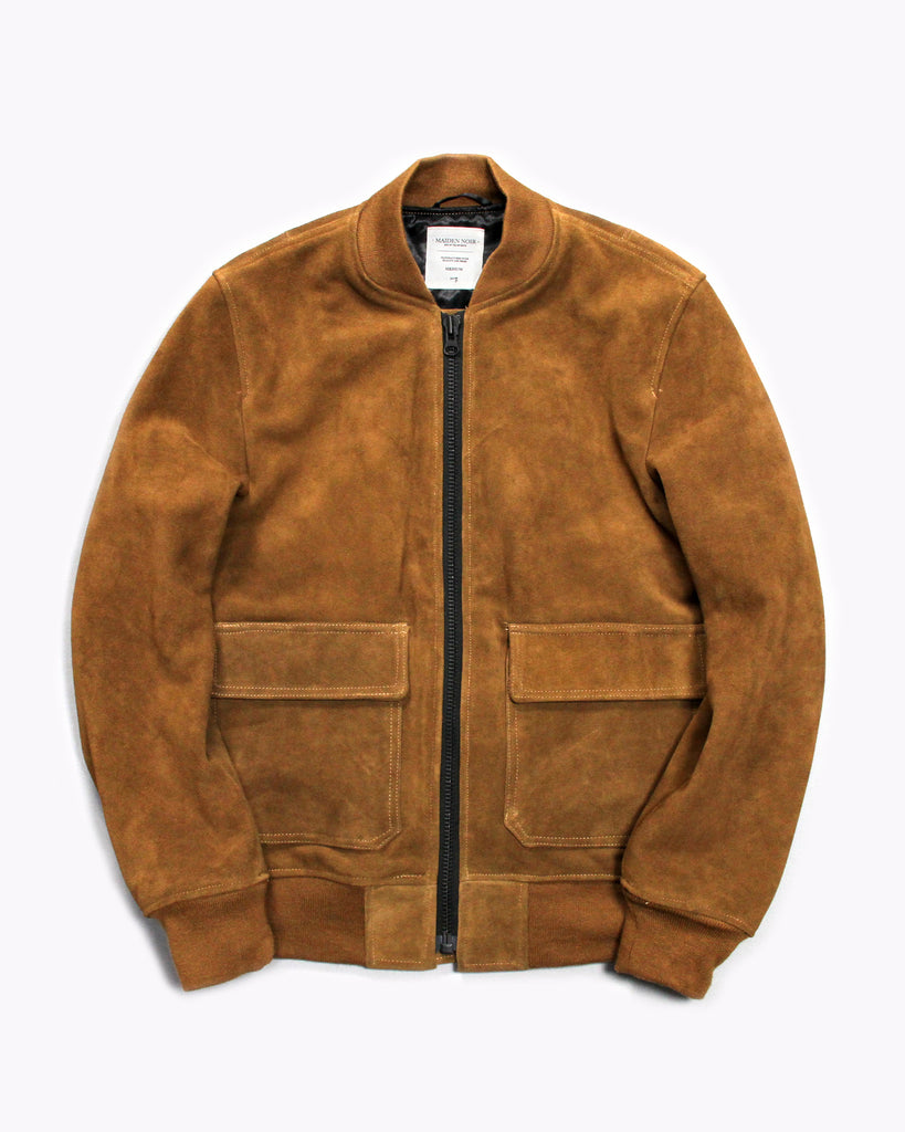 Heavy Suede Bomber Jacket - Camel