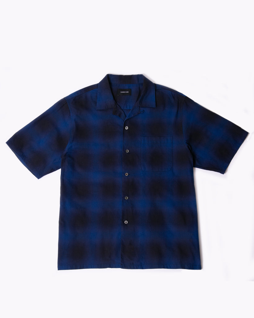 Ombre SS Shirt - Navy Plaid - Maiden Noir