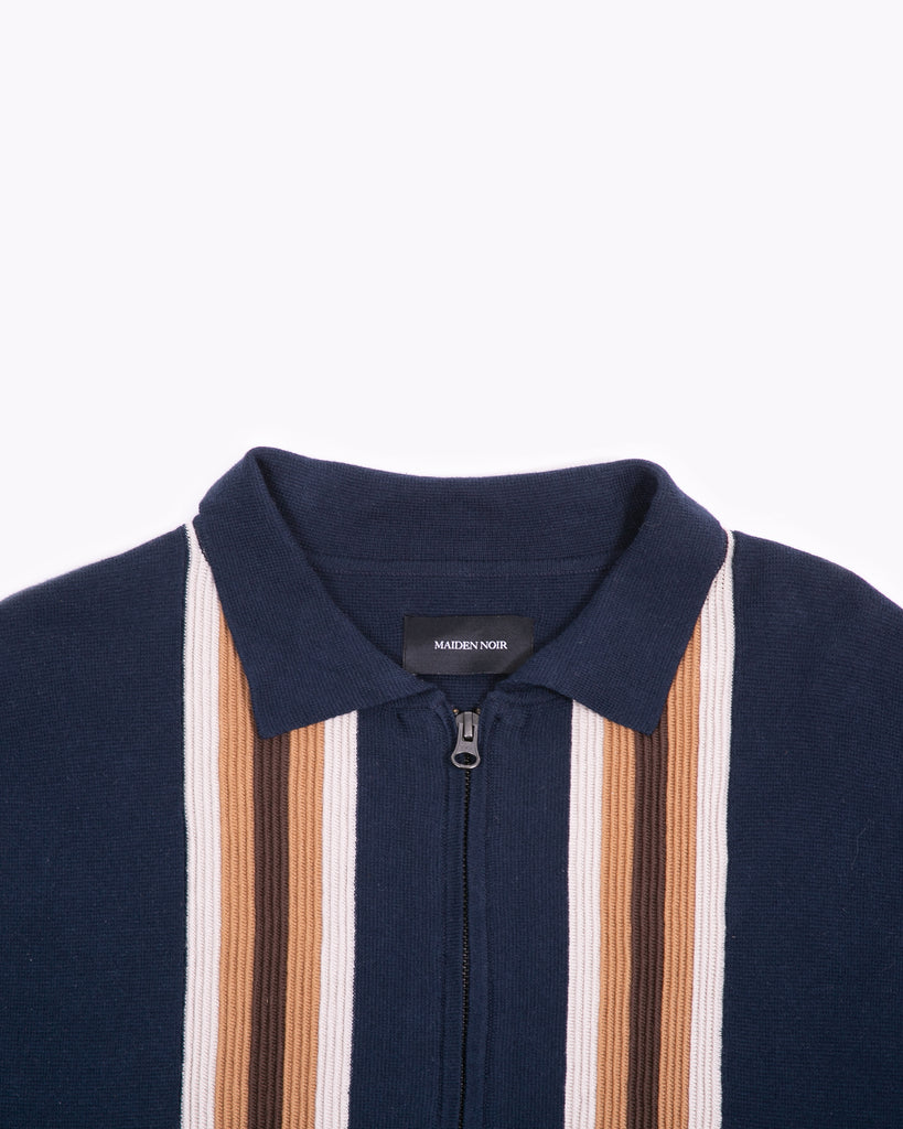 LS Zip Knit Polo - Navy