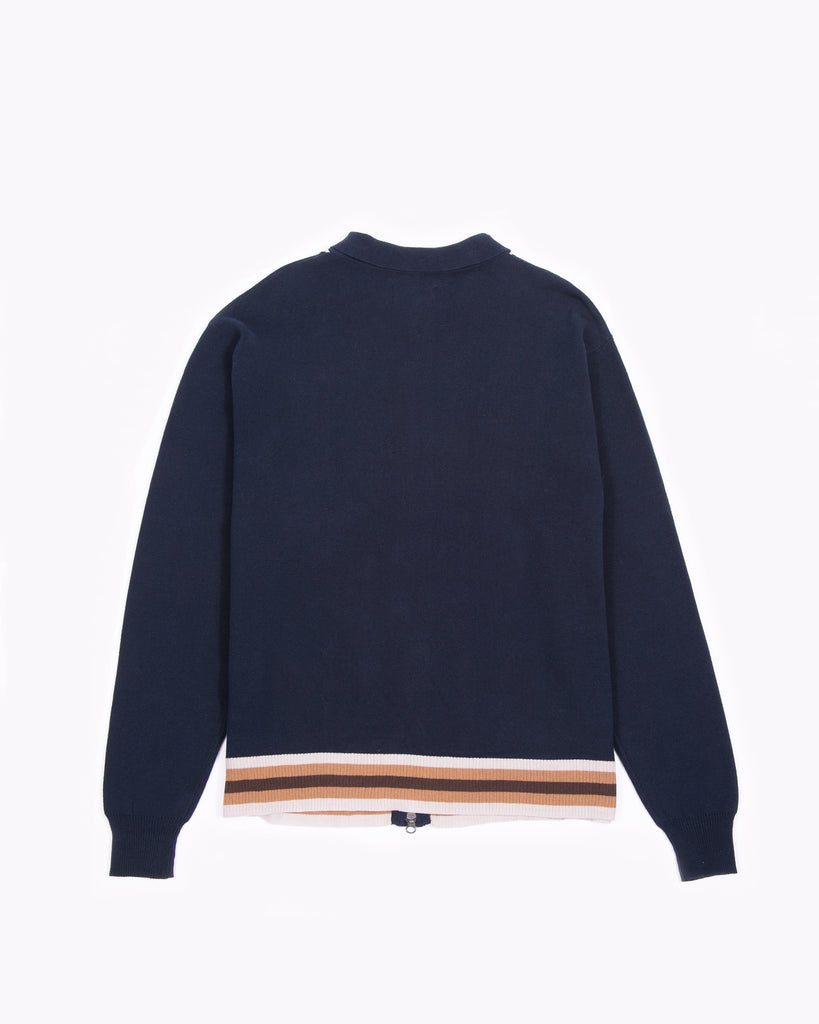 LS Zip Knit Polo - Navy